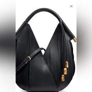 Donna Karan Black Shoulder Bag with Gold Accents Large